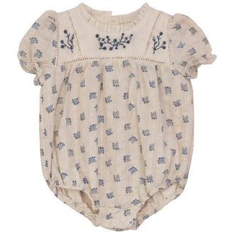 Hopscotch Floral Embroidered Bubble Shirred Sleeves in Moonlight at Nordstrom, Size 24M