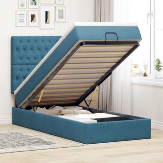 vidaXL Vidaxl - Estructura De Cama Otomana Colchones Terciopelo Azul Oscuro