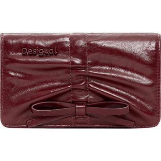 Desigual Medium Bow Detail Faux Leather Wallet in Burgundy at Nordstrom