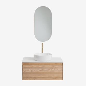 Sklum Conjunto De Mueble De Ba&ntilde;o Suspendido 80x50 Cm En Madera De Fresno Tedrik Sklum