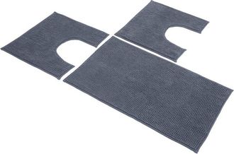 None Sophie Maison Poppy Set Tappeti Bagno, 100% Microfibra Poliestere, Pietra, 45 x 75+45 x 4