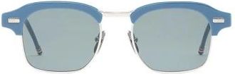 Thom Browne Vierkante Zonnebril van Acetaat en Titanium - unisex - Zonnebrillen - Blauw - 49 MM - Accessoires