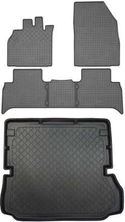OEM Renault Grand Scenic Iii Van (5 Puertas) De 04.2009 A 11.2016 Set - Alfombrillas De Goma Para Coche + Alfombrilla Para Maletero