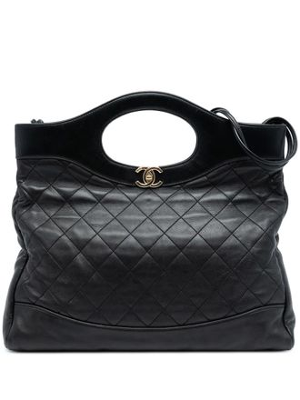 Chanel 2018-2019 Large Quilted Lambskin 31 Shopping Bag satchel - Black