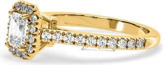 The Diamond Store Annabelle Lab Diamond Halo Engagement Ring in 18K Gold 1ct F/VS1