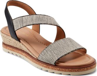 Easy Spirit Sabina Wedge Sandal in White/Black at Nordstrom, Size 7.5