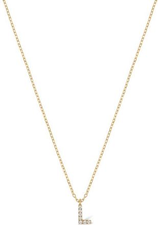 Bony Levy Icon Pavé Diamond Initial Pendant Necklace in 18K Yellow Gold - L at Nordstrom