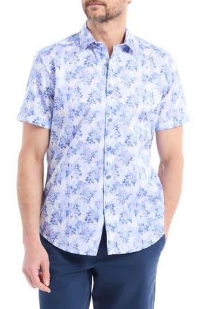 Robert Graham Earlston Short Sleeve Cotton Button-Up Shirt in Light Blue at Nordstrom Rack, Size Xxx-Large