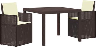 vidaXL Conjunto De Comedor De Jard&iacute;n 3 Uds. Marr&oacute;n Y Crema Pp Vidaxl