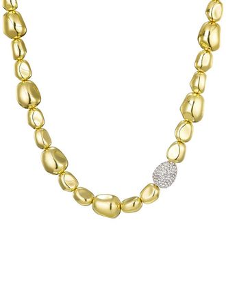 Adornia Adornia 14K Plated Crystal Pebbled With Crystal Centerpiece Necklace