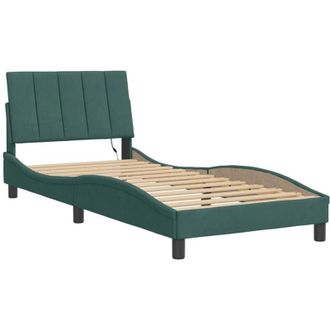 vidaXL Vidaxl - Estructura Cama Con Luces Led Terciopelo Verde Oscuro 80x200 Cm