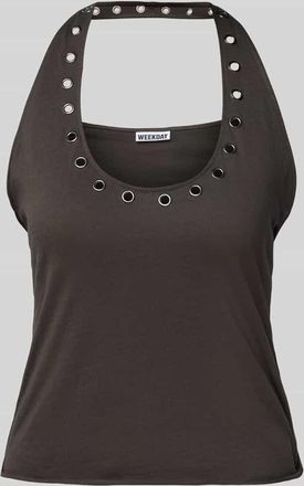 Weekday Tanktop mit Neckholder in Anthrazit, Gr&ouml;&szlig;e M