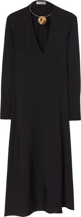 Jil Sander scoop-neck virgin wool midi dress - women - Virgin Wool - 40 - Black