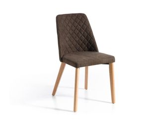 Pondecor Interiorismo Set de 2 sillas Oregon con patas madera roble y tela marr&oacute;n