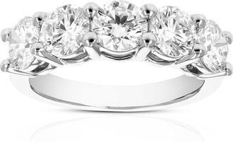 Vir Jewels 3 cttw Lab Grown Diamond 5 Stone Engagement Ring in 14K White Gold For Women