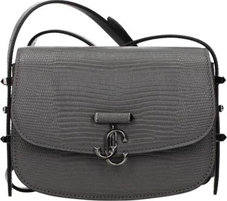 Jimmy Choo London Leren Schoudertas met Logo Sluiting - Dames - Schoudertassen - Grijs - ONE Size - Leer - Tassen