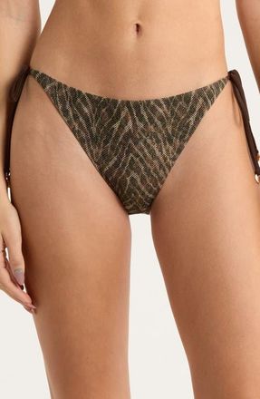 Ramy Brook Benni Metallic Print Mesh One-Piece Swimsuit in Beach Brown Zebra at Nordstrom, Size X-Large