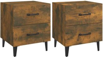 vidaXL Mesitas de noche 2 unidades color roble ahumado 40x35x47,5 cm vidaXL