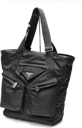 Prada Black Nylon Leather Tote Bag (Pre-Owned)