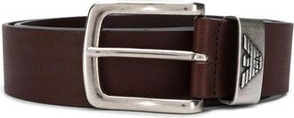 Emporio Armani Leren Riem met Logo Gesp - Heren - Riemen - Bruin - 110 CM - Leer - Accessoires