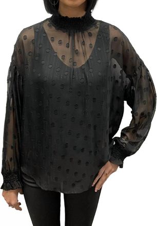 The Korner Polka Dot Sheer Blouse In Black