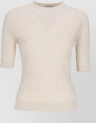 PESERICO short sleeve mock neck cotton knit