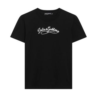 Dolce & Gabbana T-Shirts, female, Black, Size: XS Jersey T-shirt with Embroidery