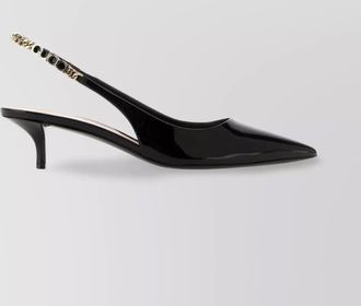 Gucci leather signoria pumps kitten heel patent finish