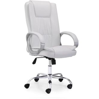 Home Heavenly Home Heavenly - Silla De Oficina Atlanta Silla Para Escritorio Elevable Y Reclinable Tapizada En S&iacute;mil Piel Color: Blanco