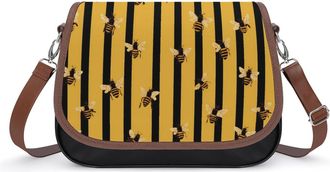 Generic Bees Yellow And Black Strip Fashion Womens Crossbody Bags Novelty Handbag Shoulder Bag Purse
