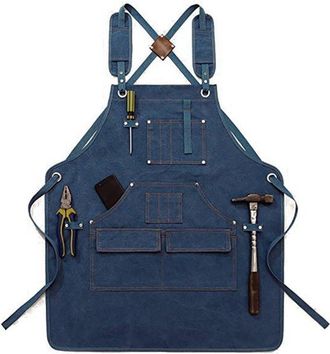 No Brand Delantal Moderno Minimalista De Lona Gruesa, Ropa De Trabajo Para Carpinteros Y Electricistas, Delantal Para Herramientas, Incluye Un Delantal, Azul