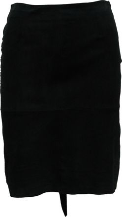 BA&SH Ba & Sh Asymmetric Skirt in Black Goatskin Leather
