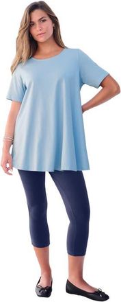 Roaman's Plus Size Ultimate Cotton Crewneck Short Sleeve Swing Tee in Pale Blue at Nordstrom, Size Medium