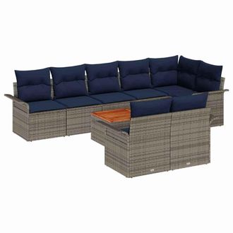 vidaXL Conjunto De Sof&aacute;s De Jard&iacute;n 9 Pcs Gris Rat&aacute;n Sint&eacute;tico Vidaxl