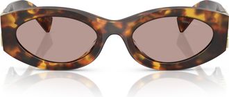 Miu Miu 0mu 11ws Tortoiseshell Oval Sunglasses