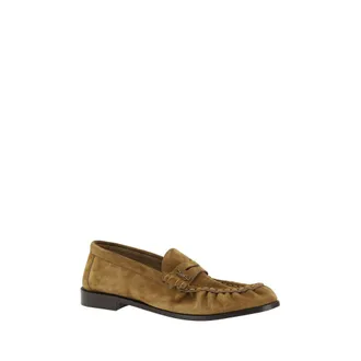 Saint Laurent Mens Brown Calf Leather Bos Taurus Slip-On Loafers