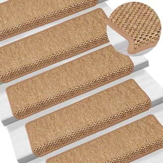 Berkfield Home Stair Mats Self-adhesive Sisal-Look 15 pcs 65x21x4 cm Orange | Size: Medium