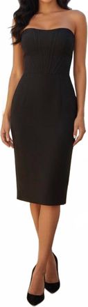 Dress The Population Corset Strapless Midi Dress In Black