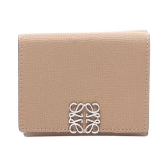 Loewe Pre-owned Wallets, female, Beige, Size: ONE SIZE Pre-owned Anagram Leather Trifold Wallet