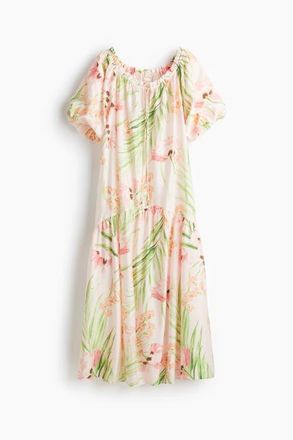 H&M Drawstring-detail Dress in Light Pink/floral at Nordstrom, Size Xx-Large