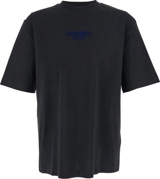 Dsquared2 Tops, Heren, Zwart, L, Katoen, T-shirt met ronde hals en logo-letters