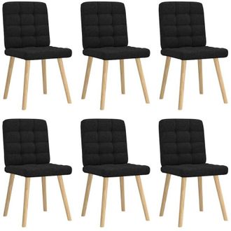 vidaXL Sillas De Comedor Giratorias 6 Unidades Tela Negras Vidaxl