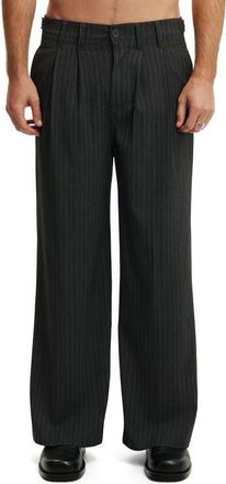 Cotton On Mens Super Baggy Pleated Pant in Dark Charcoal Pinstripe at Nordstrom, Size 34