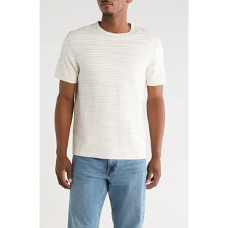Frame Denim Jacquard Stripe T-Shirt in Cream/mauve Stripe at Nordstrom, Size Xx-Large