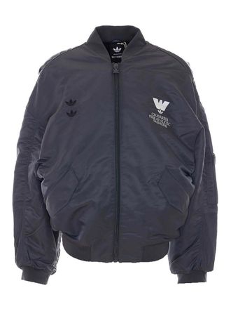 adidas grey down jacket with frontal zip closure