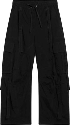 Dolce & Gabbana Cargo Broek in Faille Cerata - Dames - Wijde Broeken - Zwart - S - Katoen - Broeken