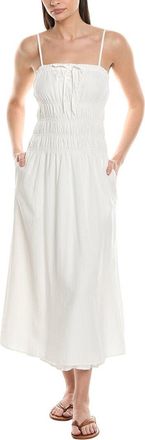 Onia Smocked Linen-Blend Midi Dress