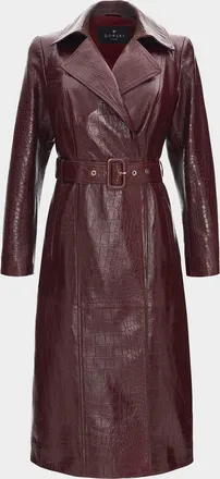 Gorski Select Leather Croco-Embossed Trench Coat