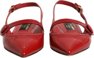 Dolce & Gabbana Red Leather Slingback Flats Sandals Womens Shoes