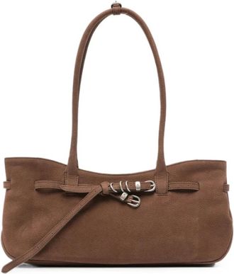 Marge Sherwood Tassen, Dames, Bruin, ONE Size, Su&egrave;de, Schoudertas met gespdetail